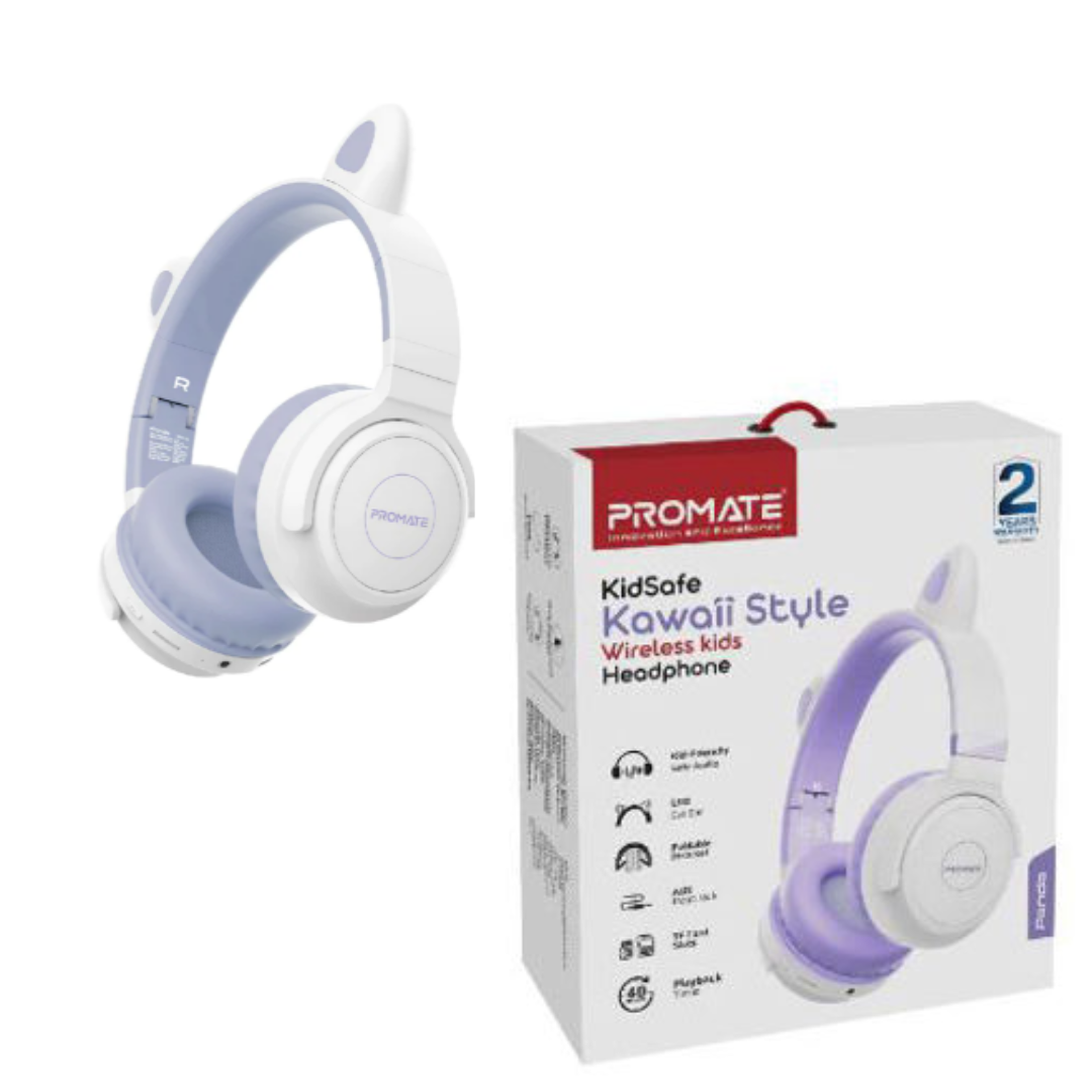 Promate Wireless Kids Headphone Kawaii Style Lilac Panda