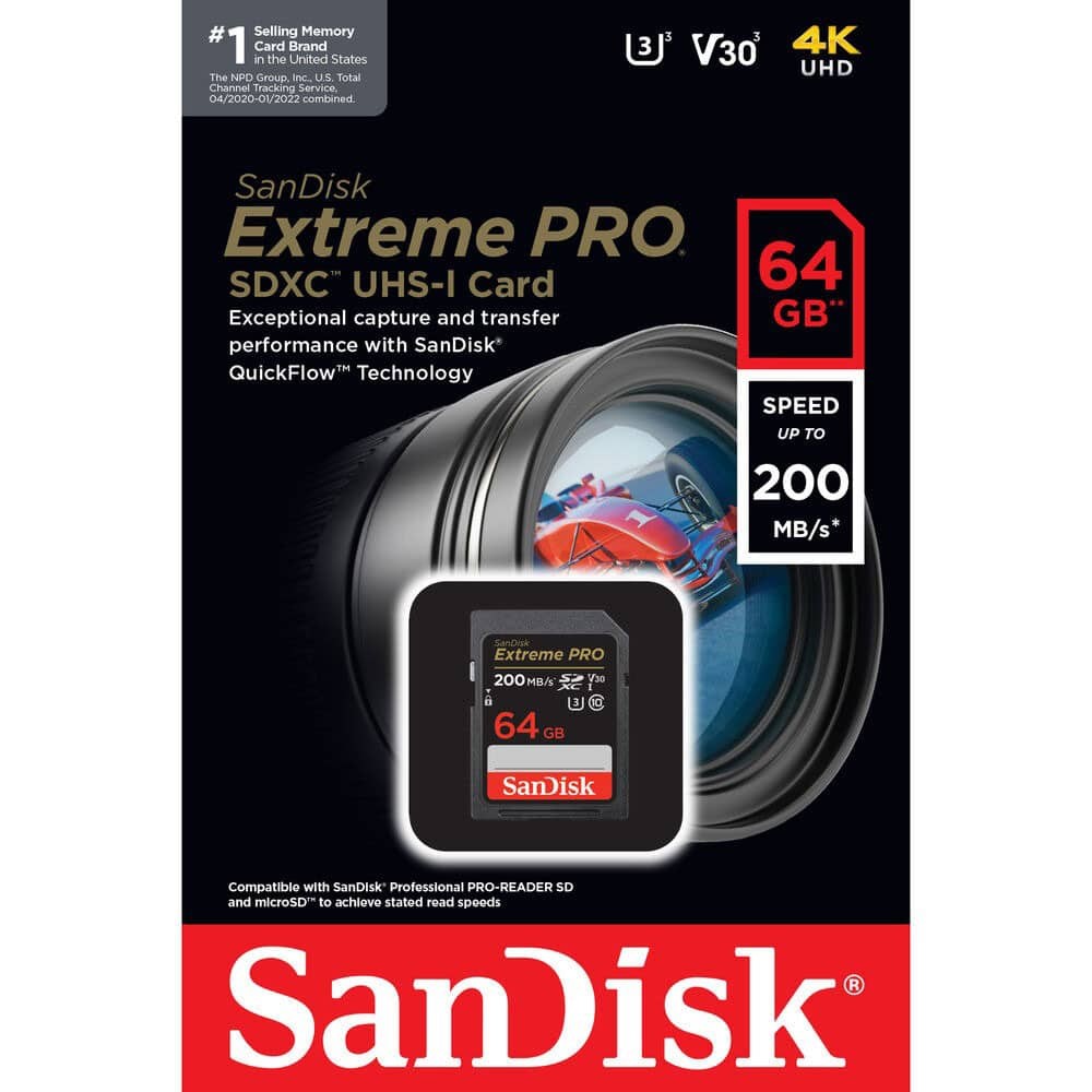 SanDisk 64GB Extreme Pro SDXC UHS I Memory Card