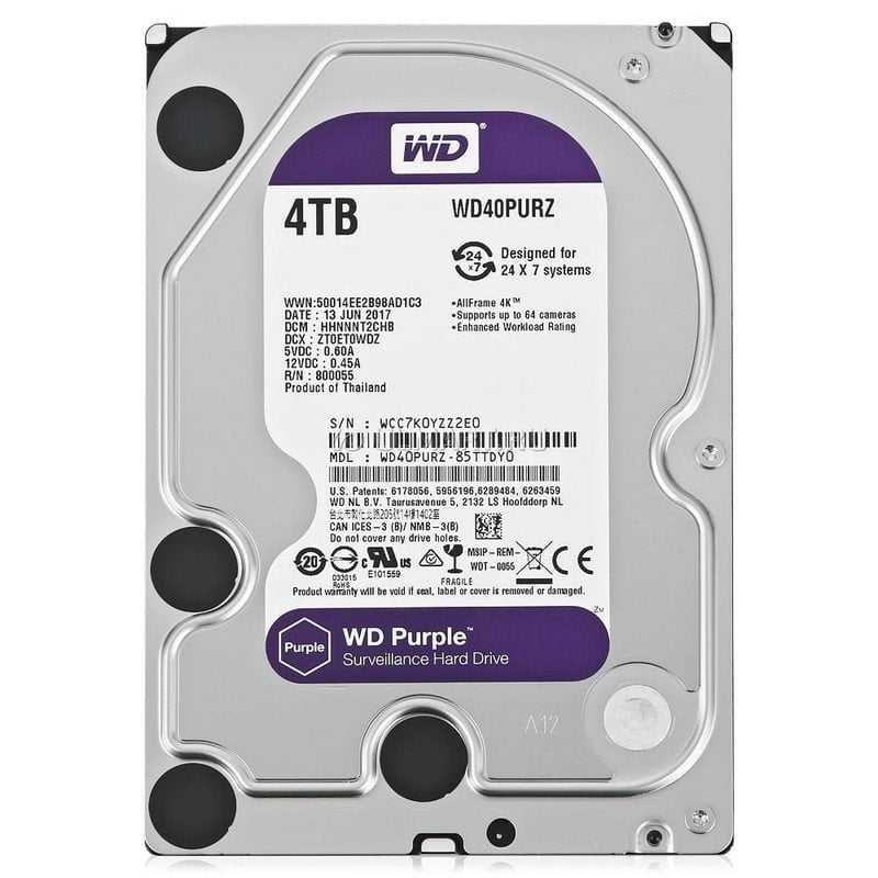 WD Purple 4TB 3.5" SATA Surveillance Internal HDD