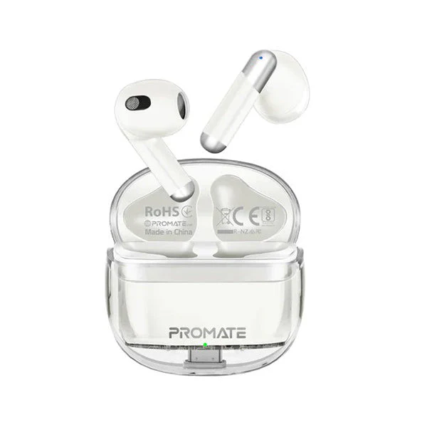 Promate Propods High-Definition ANC TWS Earphones With Intellitouch White