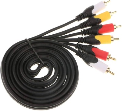 CABLE 3 Male to 3 Male RCA Audio Video AV Composite Cable Universal Wire PVC Black Cord 1.8M