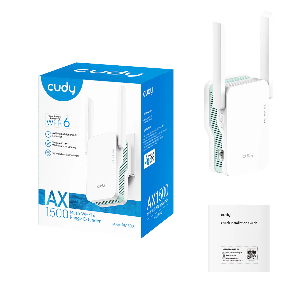 CUDY REPEATER AX1500 MESH WI-FI 6 RE1500