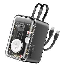 Promate 65W Multi-Device Charging Transparent Power Bank with Built-In USB-C & Lightning Cable | Mavrix-20.BLACK