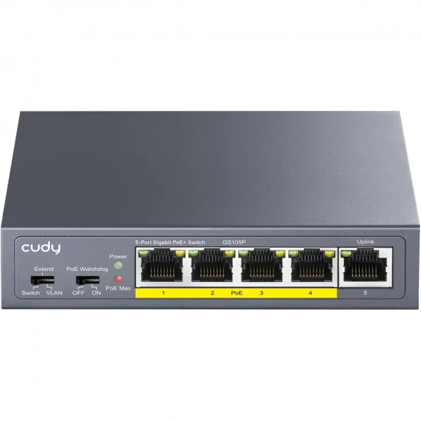 Cudy Switch Gigabit PoE+ a 5 port, GS105P 6