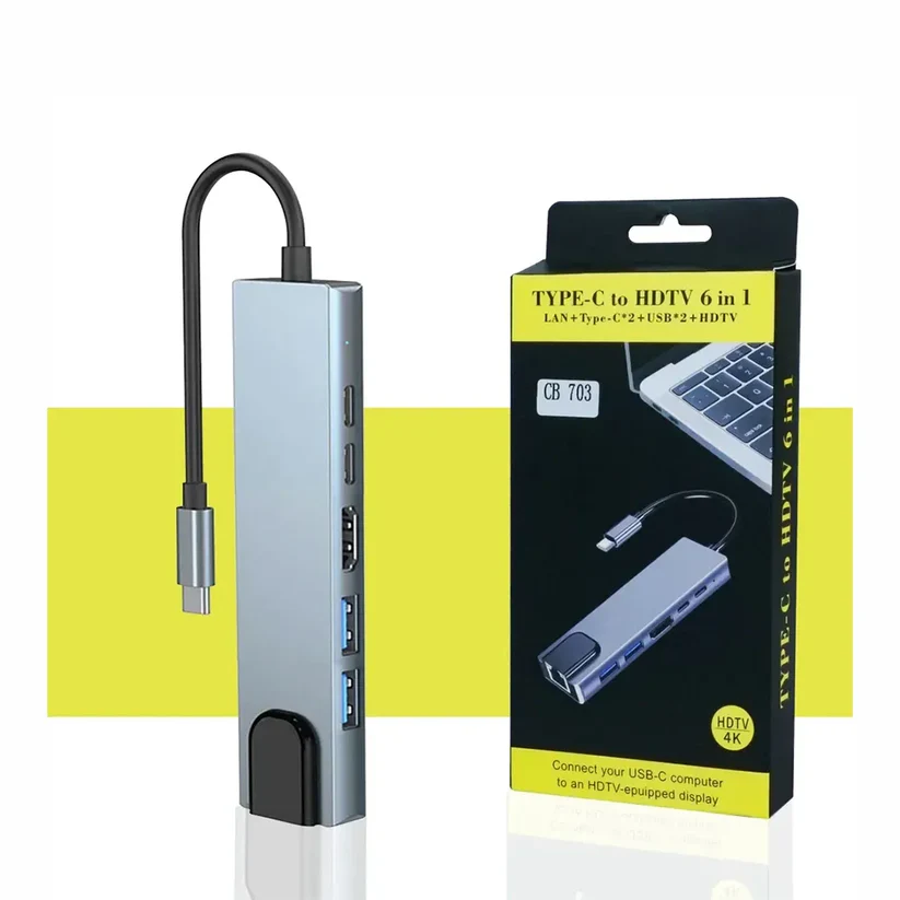8-in-1 Type-c To 4K HDMI/2USB/2 Type-C/SD/TF/RJ45