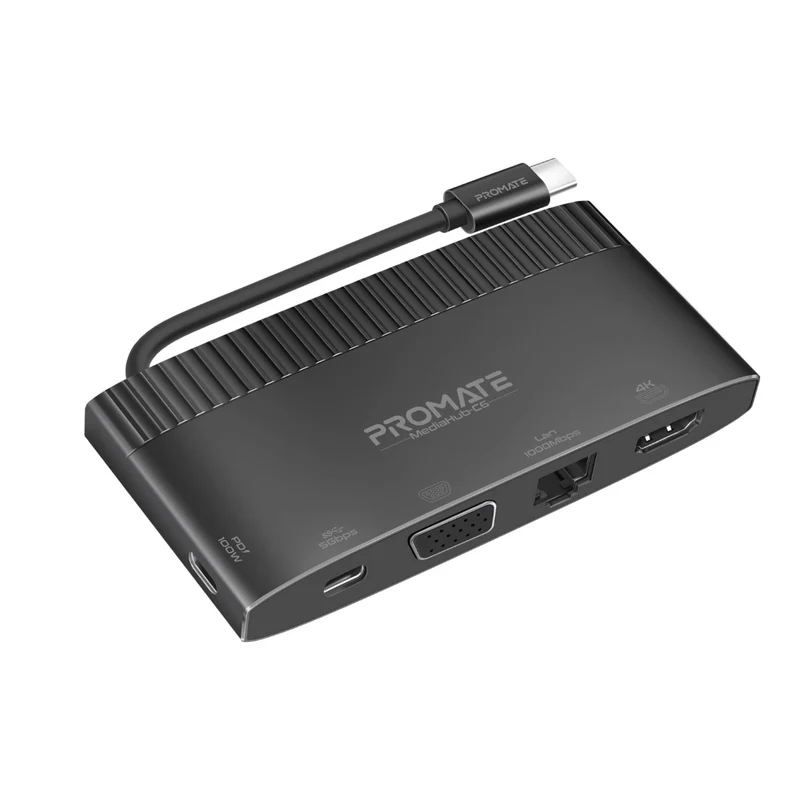 Promate MediaHub-C6 6-in-1 USB-C Media Hub 100W ...