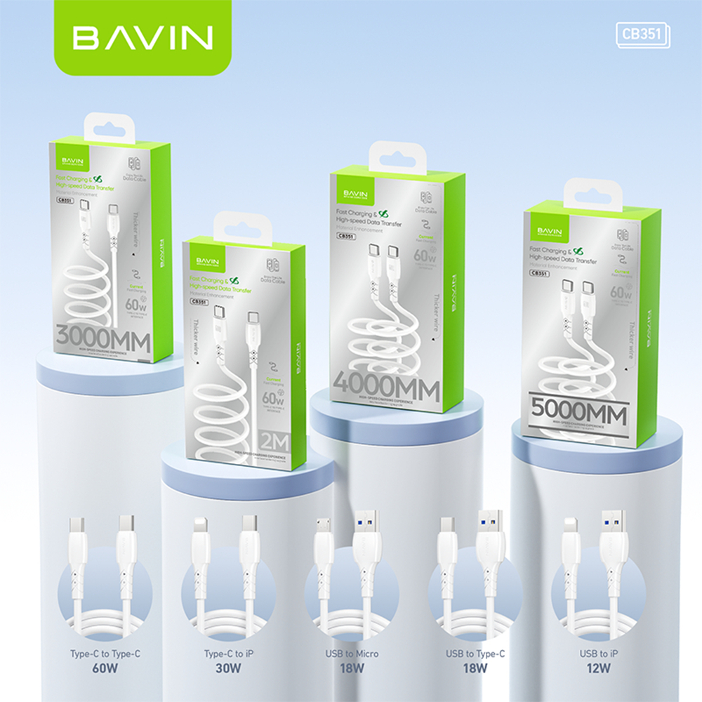 FAST CHARGING CABLE HIGH SPEED DATA CABLE BAVIN U-CB351-2M-C 1522